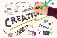 Woman coloring a creativity board