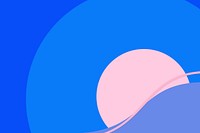 Minimal blue and pink wave and moon background vector in blue and pink