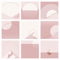 Minimal nude pink Nordic style geometric background vector set