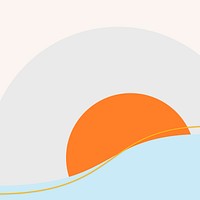 Colorful sunset beach background vector in blue and orange