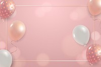 Festive pink new year frame celebration balloons bokeh background
