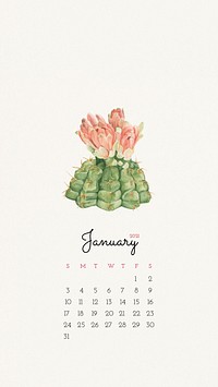 Calendar 2021 January printable template phone wallpaper vector 