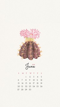 Calendar 2021 June printable template phone wallpaper vector 