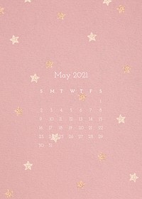 May 2021 calendar editable template vector with watercolor paper texture