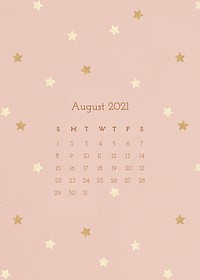August 2021 calendar editable template vector with watercolor paper texture