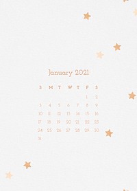 Calendar 2021 January printable with abstract watercolor background