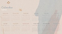 Calendar 2021 editable template psd with abstract watercolor background collection