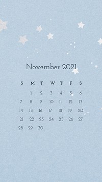 Calendar 2021 November editable template vector with abstract watercolor background