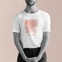 Men&#39;s peach T-shirt mockup psd