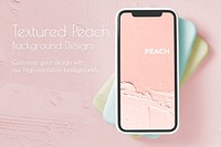 Mobile phone screen psd mockup with customizable peach background