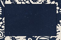 Vintage leafy frame psd indigo background remix artwork from William Morris