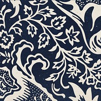 Indigo leafy pattern background psd remix artwork from William Morris