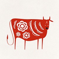 Chinese ox psd cute zodiac sign animal illustration
