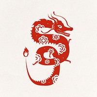 Dragon red Chinese psd cute zodiac sign animal illustration