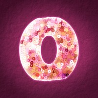 Glittery letter O psd with sequin texture