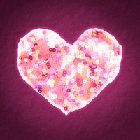 Pink sequin heart psd valentine’s sticker