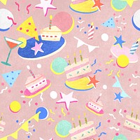 Pink birthday pattern psd celebration background