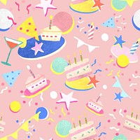 Pink birthday pattern vector celebration background
