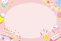 Cute birthday round frame vector pink celebration