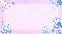 Cute birthday rectangle frame psd purple celebration