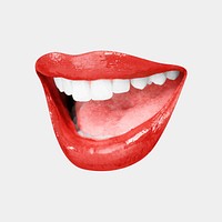 Wide smile with teeth vector woman’s red lips with teeth design element