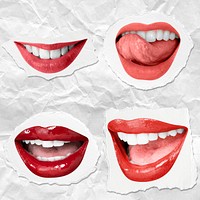 Sexy red lips expression psd stickers Valentine&rsquo;s day theme set