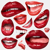 Sticker red lips expression psd cool Valentine’s day collection