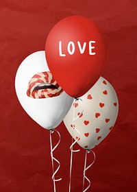 Valentine&rsquo;s celebration balloons mockup psd white and red