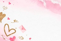 Valentine&rsquo;s love letter frame psd background with glittery heart