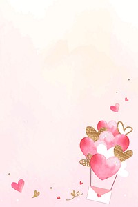 Pink valentine&rsquo;s background with flying love letter