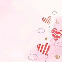 Heart balloon Valentine&rsquo;s background vector with watercolor texture