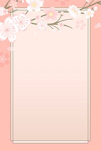 Pink floral vector frame Japanese cherry blossom