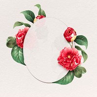 Red rose flower frame psd floral oval badge