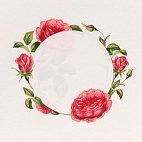 Red rose frame psd floral round badge
