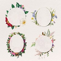 Flower frame psd botanical badge set