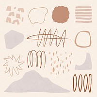 Memphis style brown vector design elements in earth tone set
