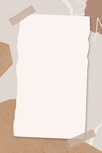 Memphis frame vector beige paper collage on brown abstract background