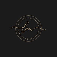 Wedding invitation badge vector love golden elegant circle