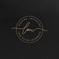 Wedding invitation badge psd love golden elegant circle