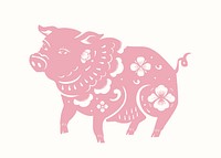 Pig year pink psd traditional Chinese zodiac sign sticker