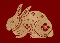 Year of rabbit psd gold Chinese horoscope animal sticker