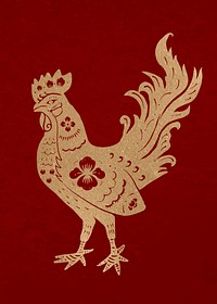 Rooster year gold vector traditional Chinese zodiac sign illustration