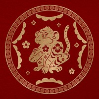 Monkey year golden badge traditional Chinese zodiac sign