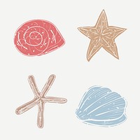 Seashell vector cartoon design elements collection