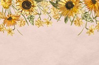 Sunflower border psd on pink textured background