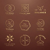 Editable yoga logo template psd set for health and wellness