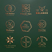 Editable yoga logo template psd set for health and wellness