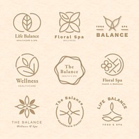 Editable yoga logo template psd set for health and wellness