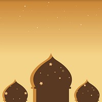 Brown mosque silhouette background psd Eid Mubarak and Ramadan Kareem illustration