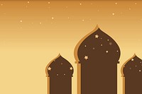 Brown mosque silhouette and stars background Eid Mubarak illustration 